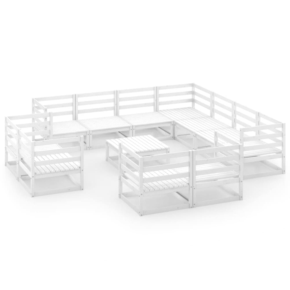 vidaXL 12-Piece Garden Lounge Set White Solid Pinewood
