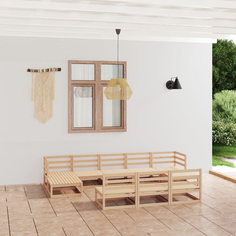 vidaXL 10-Piece Garden Lounge Set Solid Pinewood