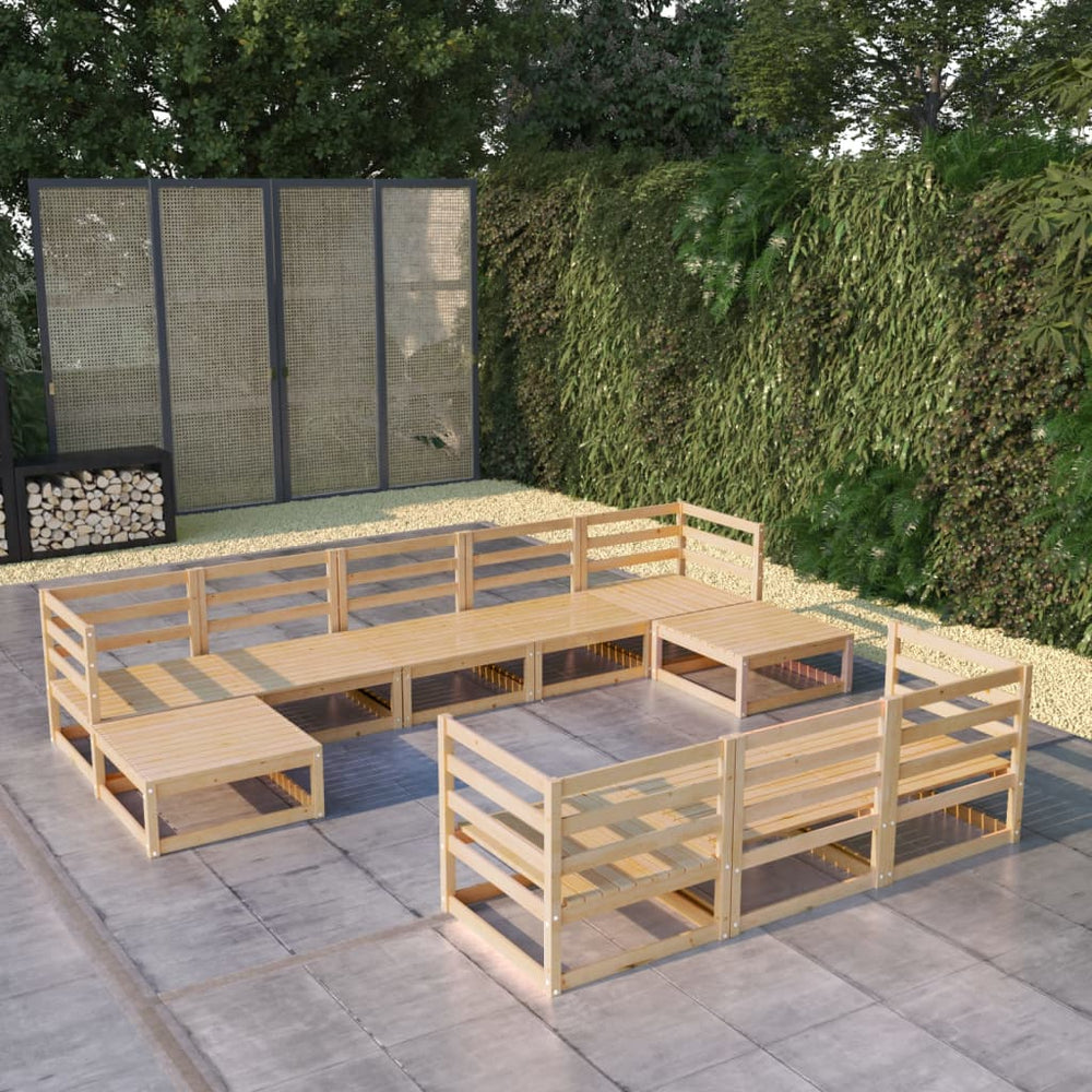 vidaXL 10-Piece Garden Lounge Set Solid Pinewood