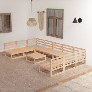 vidaXL 10-Piece Garden Lounge Set Solid Pinewood