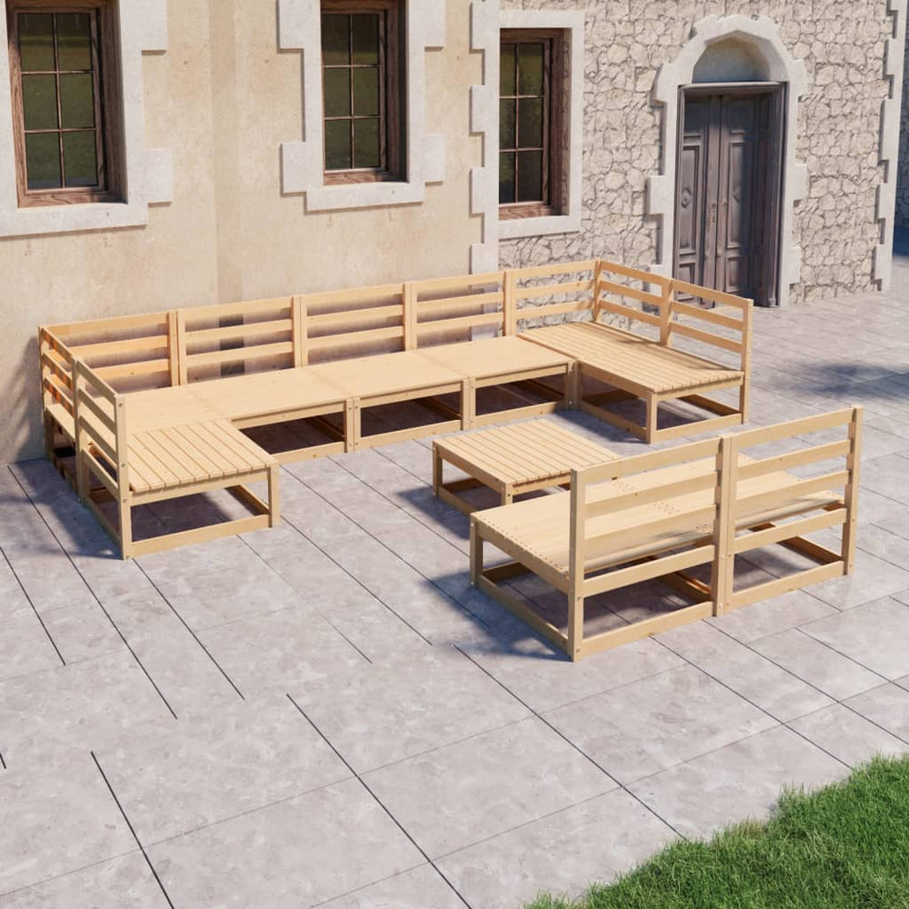 vidaXL 10-Piece Garden Lounge Set Solid Pinewood