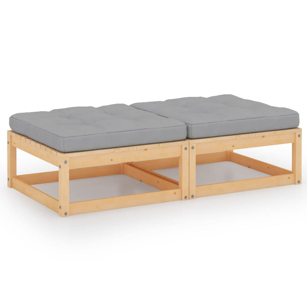 vidaXL Garden Footstools with Cushions 2 pcs Solid Pine Wood