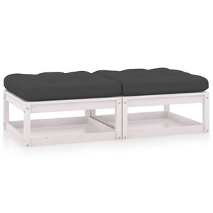 vidaXL Garden Footstools with Cushions 2 pcs. Solid Pine Wood