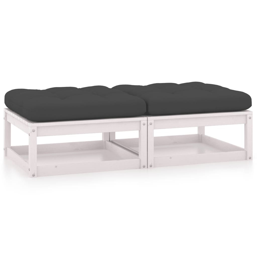 vidaXL Garden Footstools with Cushions 2 pcs. Solid Pine Wood
