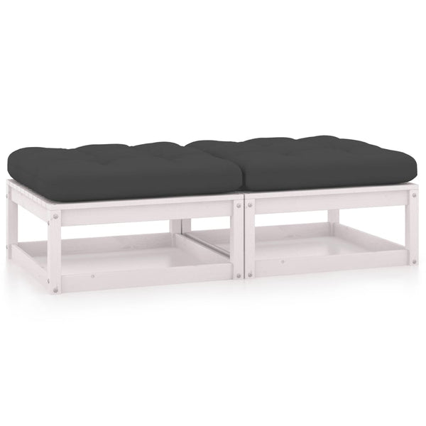 vidaXL Garden Footstools with Cushions 2 pcs. Solid Pine Wood