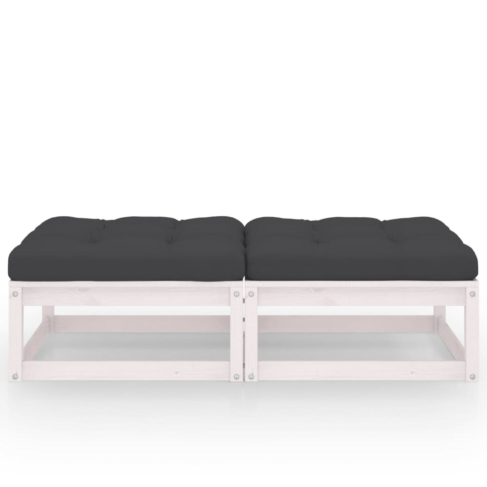vidaXL Garden Footstools with Cushions 2 pcs. Solid Pine Wood