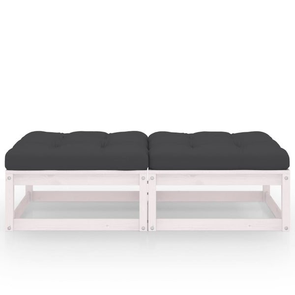 vidaXL Garden Footstools with Cushions 2 pcs. Solid Pine Wood