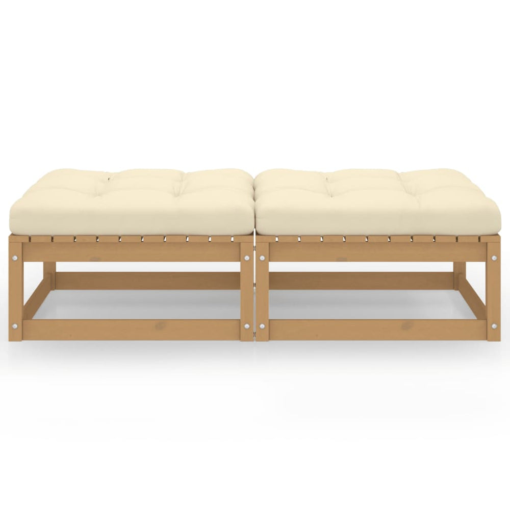 vidaXL Garden Footstools with Cushions 2 pcs. Solid Pine Wood