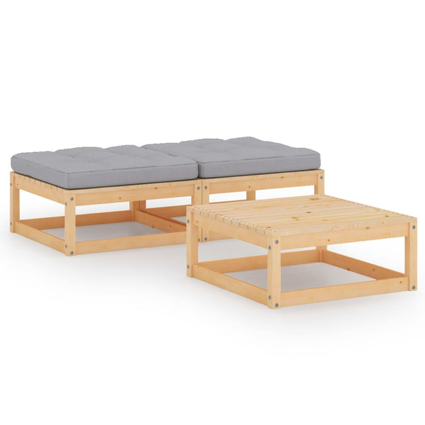 vidaXL 3-Piece Garden Lounge Set with Cushions Solid Pine Wood
