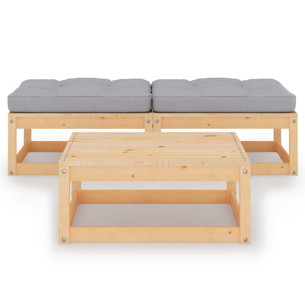 vidaXL 3-Piece Garden Lounge Set with Cushions Solid Pine Wood