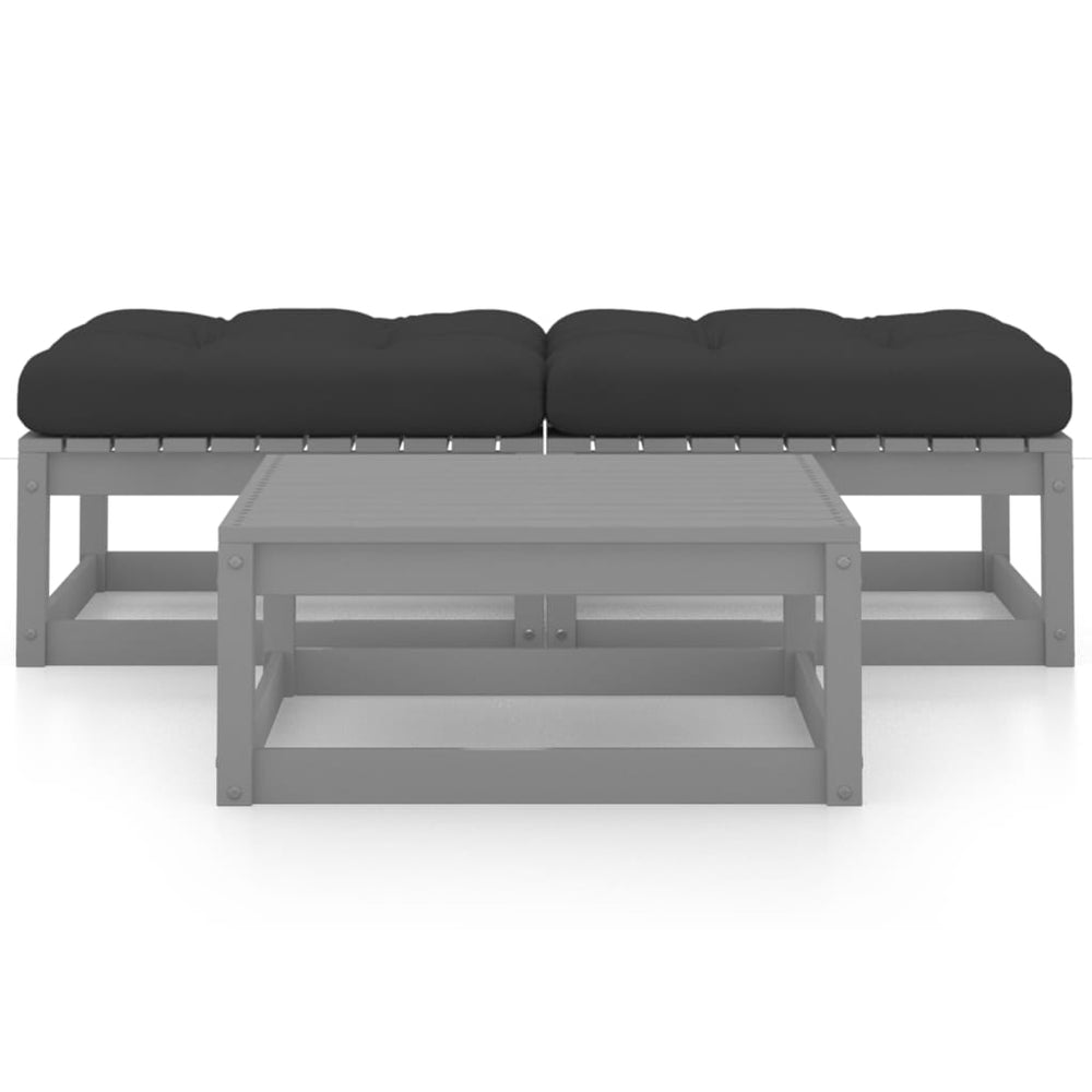 vidaXL 3-Piece Garden Lounge Set with Cushions Solid Pine Wood