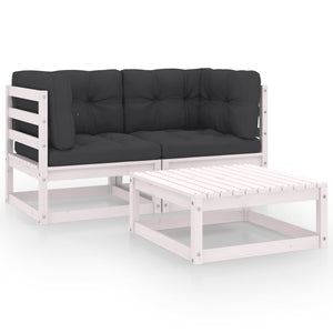 vidaXL 3-Piece Garden Lounge Set with Cushions Solid Pine Wood
