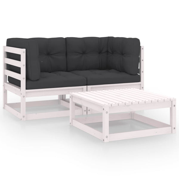 vidaXL 3-Piece Garden Lounge Set with Cushions Solid Pine Wood