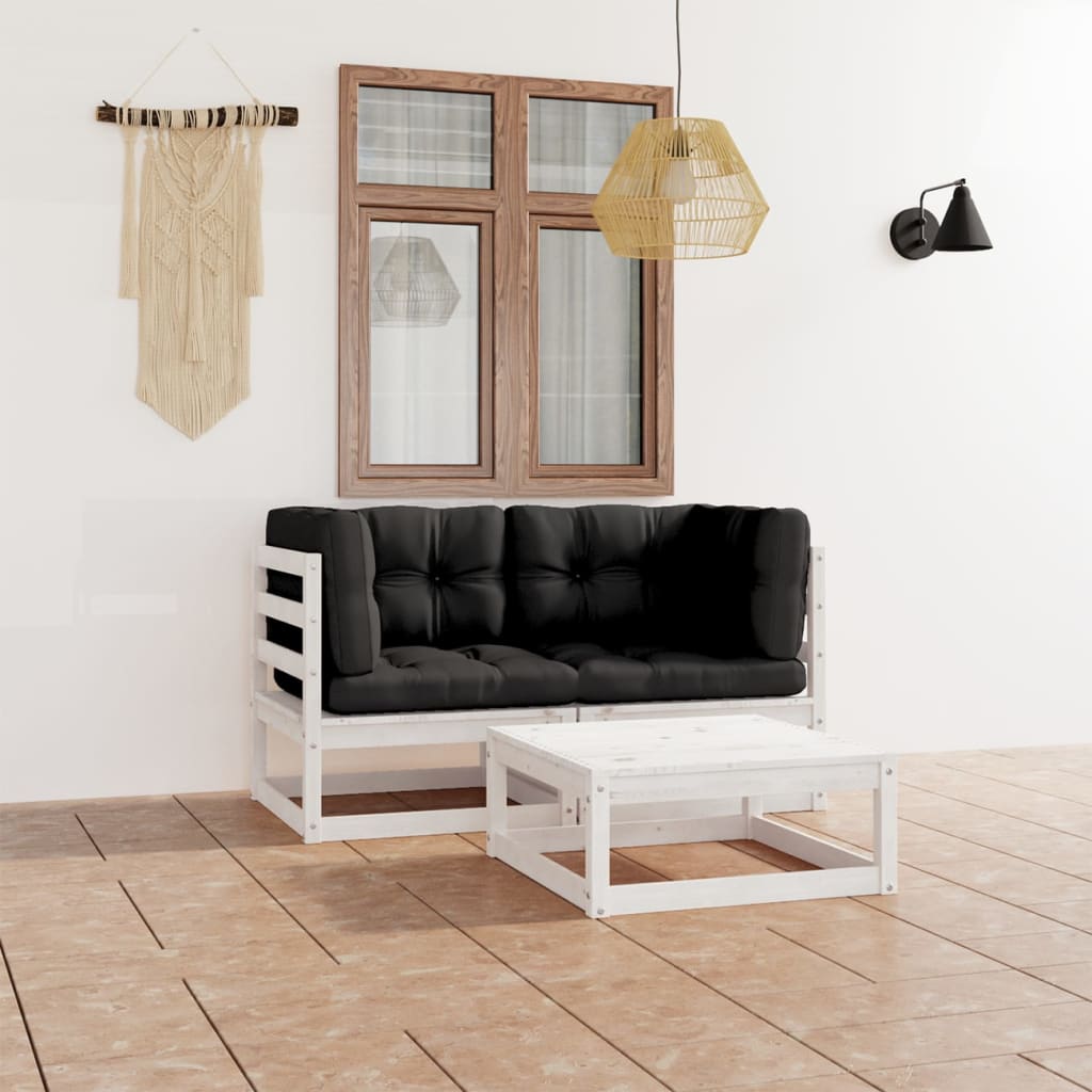 vidaXL 3-Piece Garden Lounge Set with Cushions Solid Pine Wood