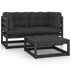 vidaXL 3-Piece Garden Lounge Set with Cushions Solid Pine Wood