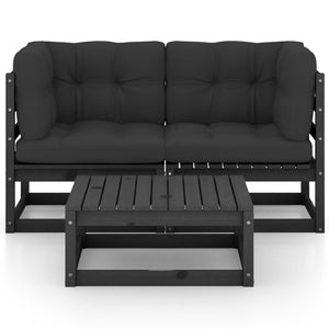 vidaXL 3-Piece Garden Lounge Set with Cushions Solid Pine Wood