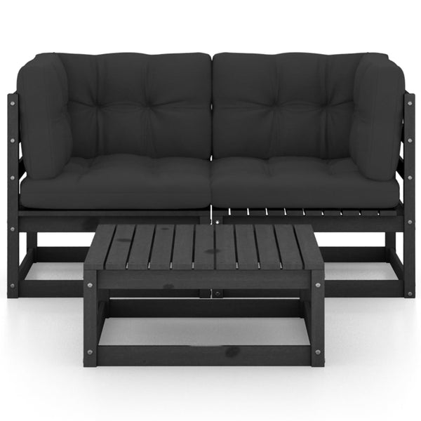 vidaXL 3-Piece Garden Lounge Set with Cushions Solid Pine Wood