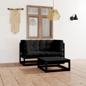 vidaXL 3-Piece Garden Lounge Set with Cushions Solid Pine Wood