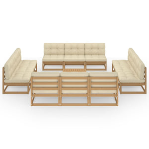13-tlg. Garten-Lounge-Set mit Kissen Kiefer Massivholz