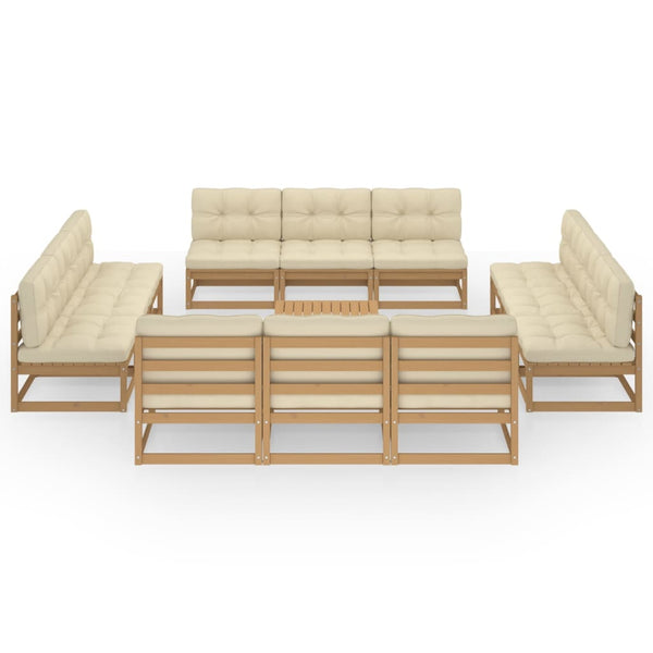 13-tlg. Garten-Lounge-Set mit Kissen Kiefer Massivholz