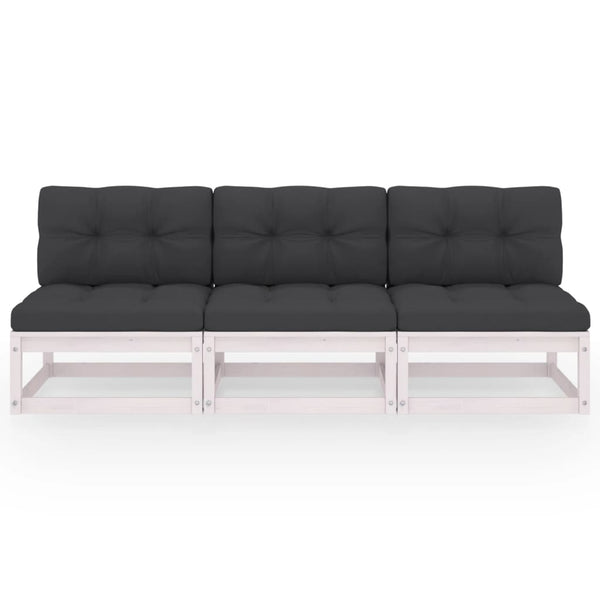 3-Sitzer-Sofa mit Kissen Kiefer Massivholz