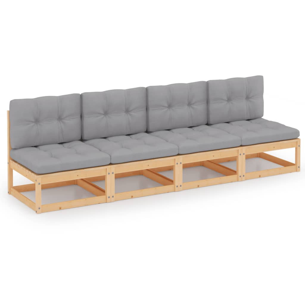 vidaXL 4-Seater Garden Sofa with Cushions Solid Pinewood