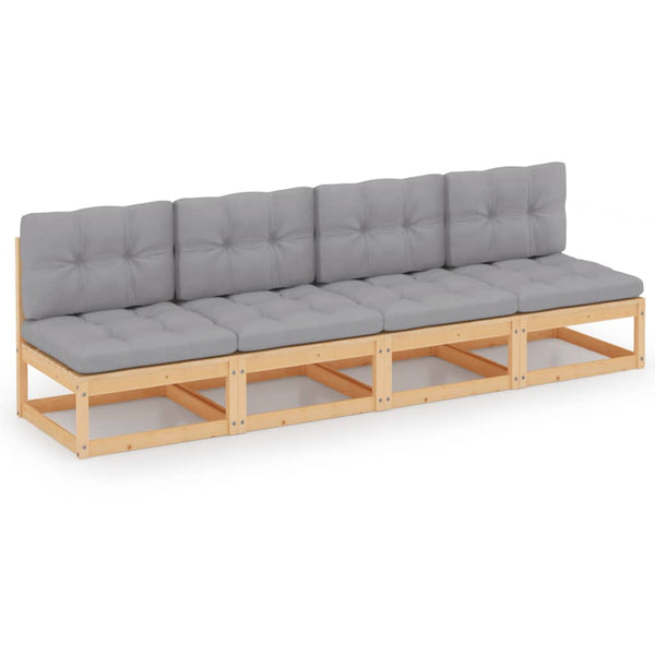 vidaXL 4-Seater Garden Sofa with Cushions Solid Pinewood