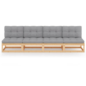 vidaXL 4-Seater Garden Sofa with Cushions Solid Pinewood