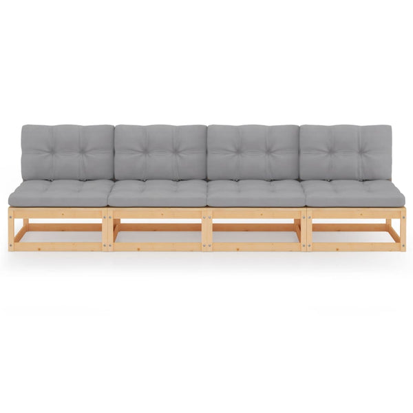 vidaXL 4-Seater Garden Sofa with Cushions Solid Pinewood