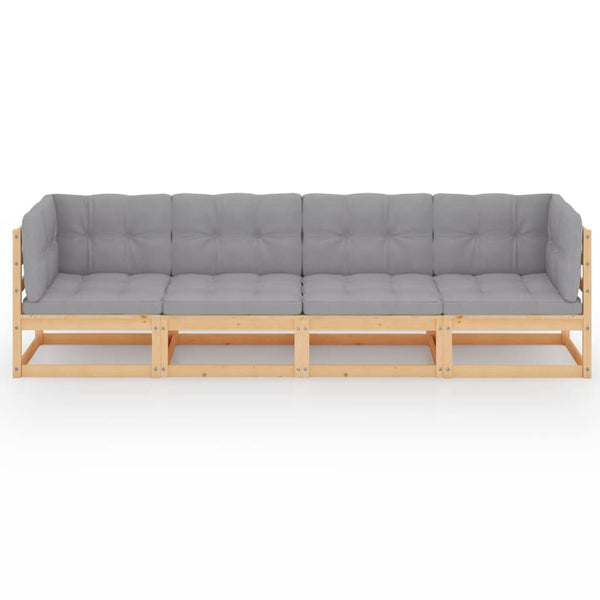 vidaXL 4-Seater Garden Sofa with Cushions Solid Pinewood
