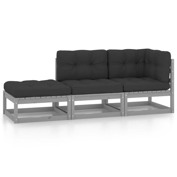 vidaXL 3-Piece Garden Lounge Set with Cushions Solid Pine Wood