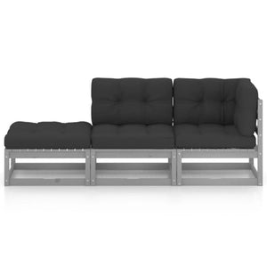 vidaXL 3-Piece Garden Lounge Set with Cushions Solid Pine Wood