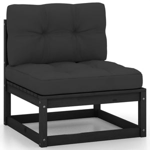 vidaXL 7-piece Garden Lounge Set with Cushions Black Solid Pine Wood