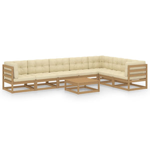 vidaXL 8-Piece Garden Lounge Set with Cushions Honey Brown Solid Pine Wood