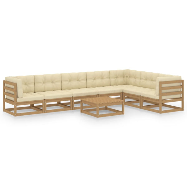 vidaXL 8-Piece Garden Lounge Set with Cushions Honey Brown Solid Pine Wood