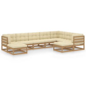 vidaXL 9-piece Garden Lounge Set with Cushions Honey Brown Solid Pine Wood