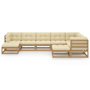 vidaXL 9-piece Garden Lounge Set with Cushions Honey Brown Solid Pine Wood
