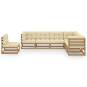 vidaXL 7-Piece Garden Lounge Set with Cushions Honey Brown Solid Pine Wood