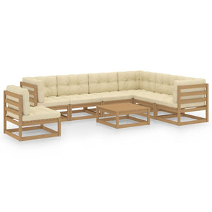 vidaXL 8-Piece Garden Lounge Set with Cushions Honey Brown Solid Pine Wood
