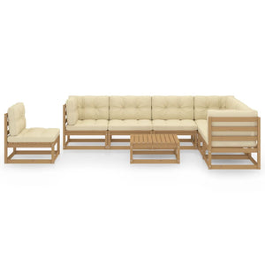 vidaXL 8-Piece Garden Lounge Set with Cushions Honey Brown Solid Pine Wood