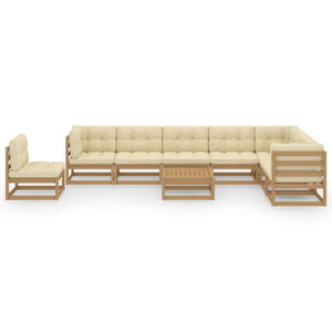 vidaXL 9-piece Garden Lounge Set with Cushions Honey Brown Solid Pine Wood