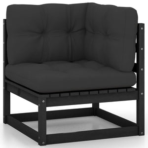 vidaXL 9-piece Garden Lounge Set with Cushions Black Solid Pine Wood