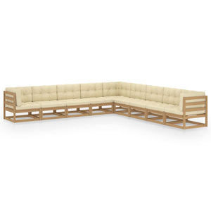 vidaXL 9-piece Garden Lounge Set with Cushions Honey Brown Solid Pine Wood