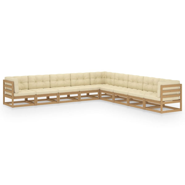 vidaXL 9-piece Garden Lounge Set with Cushions Honey Brown Solid Pine Wood