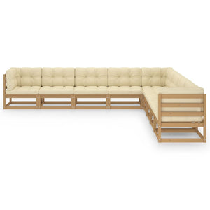 vidaXL 9-piece Garden Lounge Set with Cushions Honey Brown Solid Pine Wood