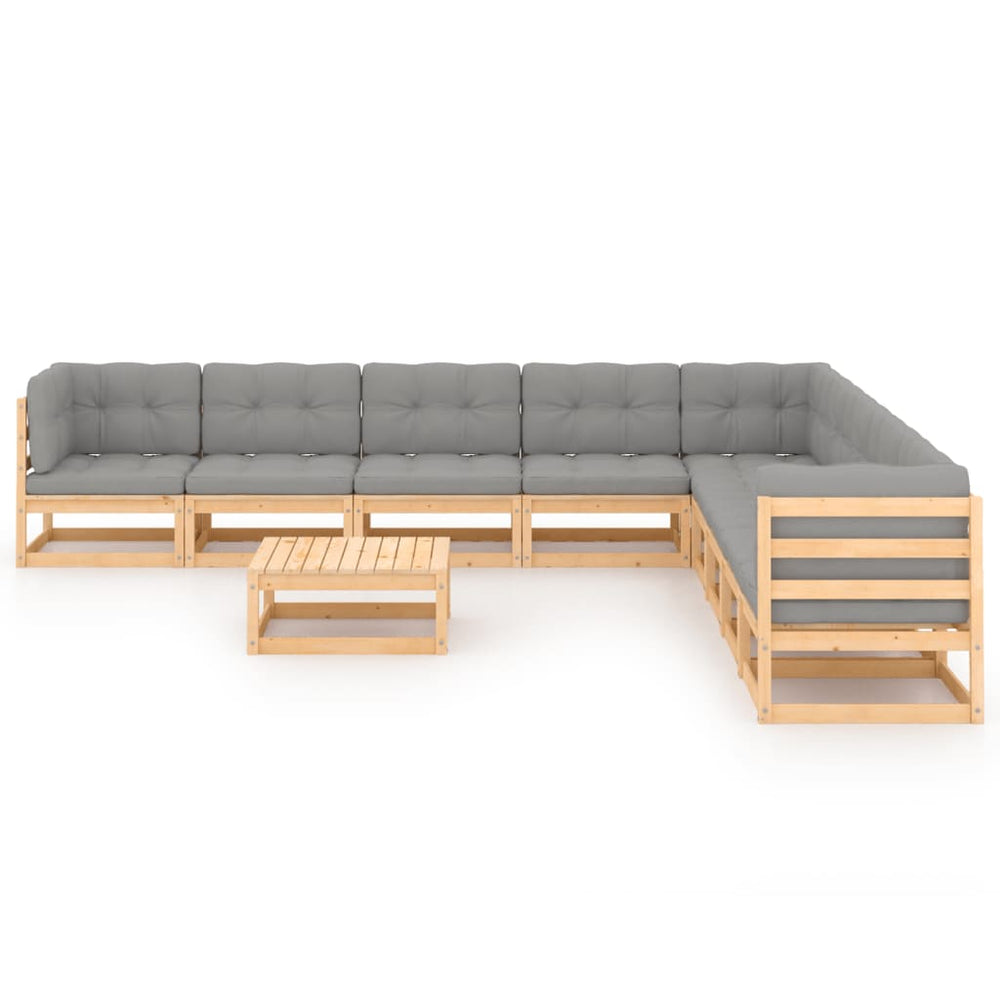 vidaXL 10-piece Garden Lounge Set with Cushions Solid Pine Wood