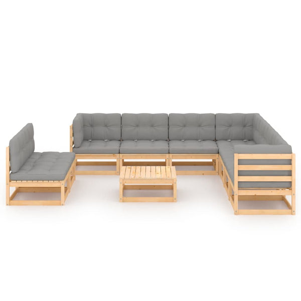 vidaXL 10-piece Garden Lounge Set with Cushions Solid Pine Wood