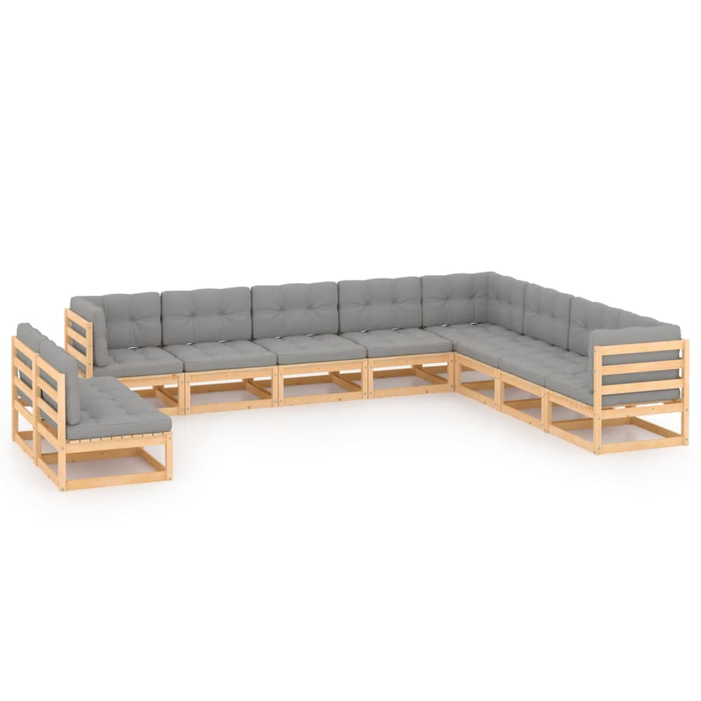 vidaXL 10-piece Garden Lounge Set with Cushions Solid Pine Wood