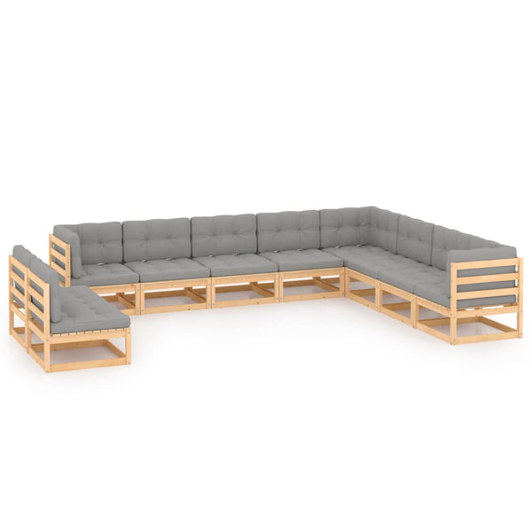 vidaXL 10-piece Garden Lounge Set with Cushions Solid Pine Wood