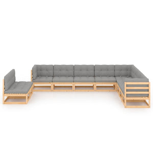 vidaXL 10-piece Garden Lounge Set with Cushions Solid Pine Wood